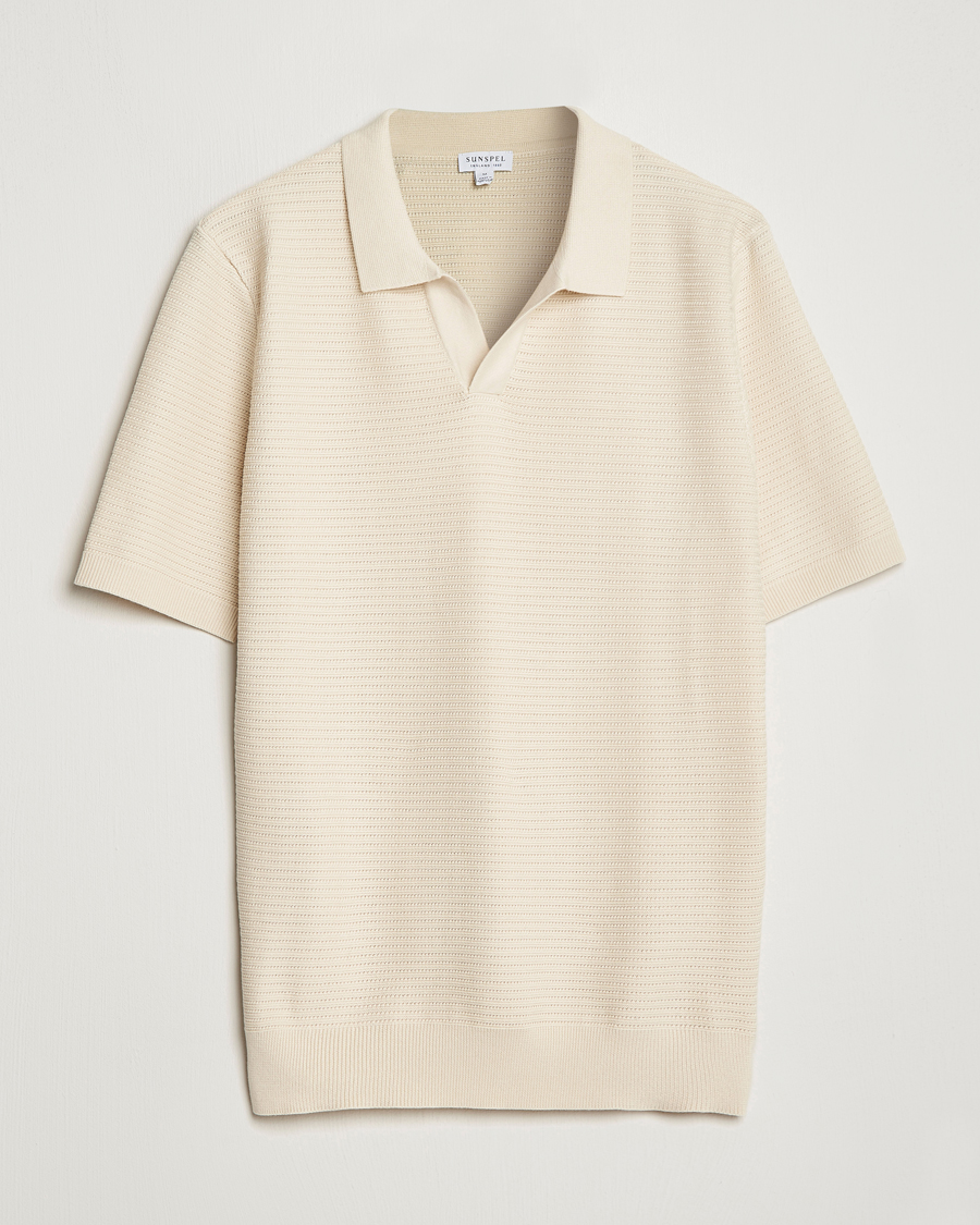 Herre | Polotrøjer | Sunspel | Knitted Polo Shirt Ecru