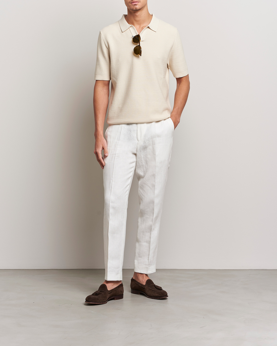 Herre | Polotrøjer | Sunspel | Knitted Polo Shirt Ecru