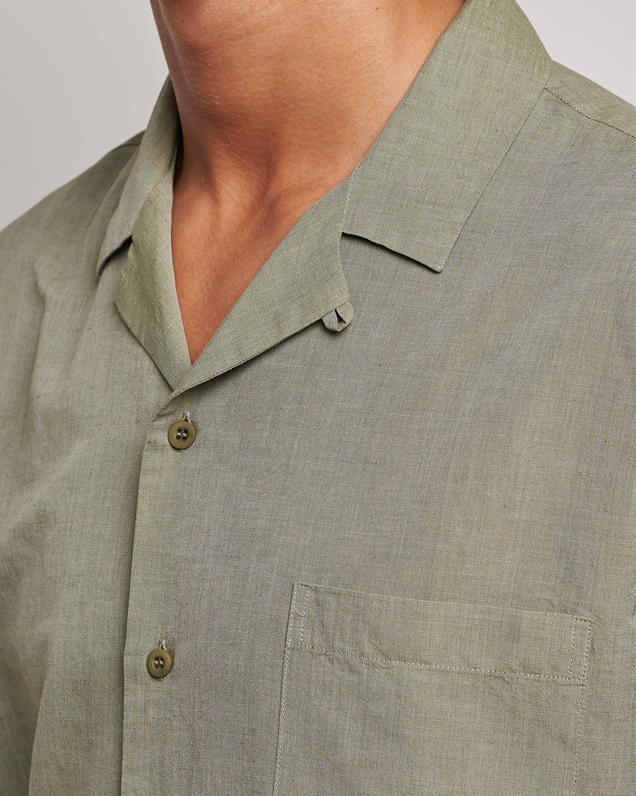 Herre | Skjorter | Sunspel | Lightweight Cotton/Linen Resort Shirt Hunter Green