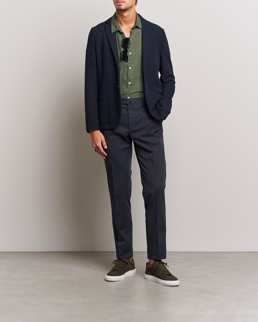 Herre | Skjorter | Sunspel | Short Sleeve Linen Shirt Hunter Green