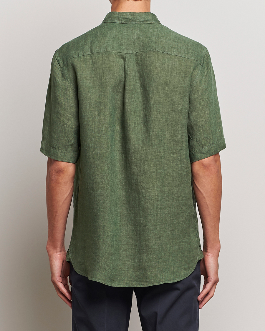 Herre | Skjorter | Sunspel | Short Sleeve Linen Shirt Hunter Green