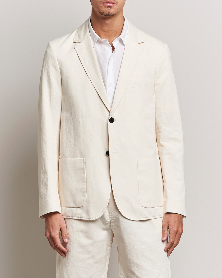Herre | Bomuldsblazer | Sunspel | Unconstructed Cotton/Linen Blazer Undyed
