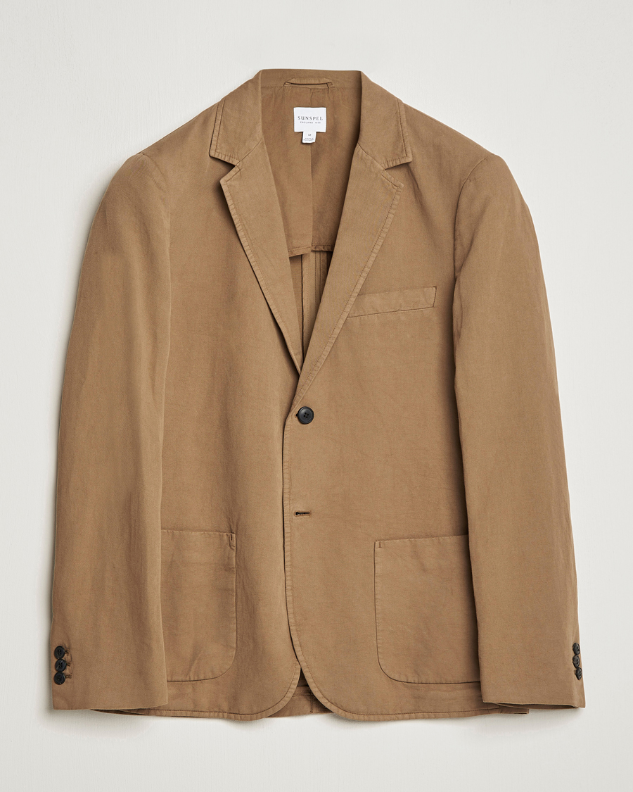Herre | Blazere & jakker | Sunspel | Unconstructed Cotton/Linen Blazer Dark Tan