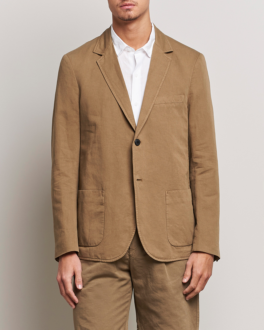 Herre | Blazere & jakker | Sunspel | Unconstructed Cotton/Linen Blazer Dark Tan