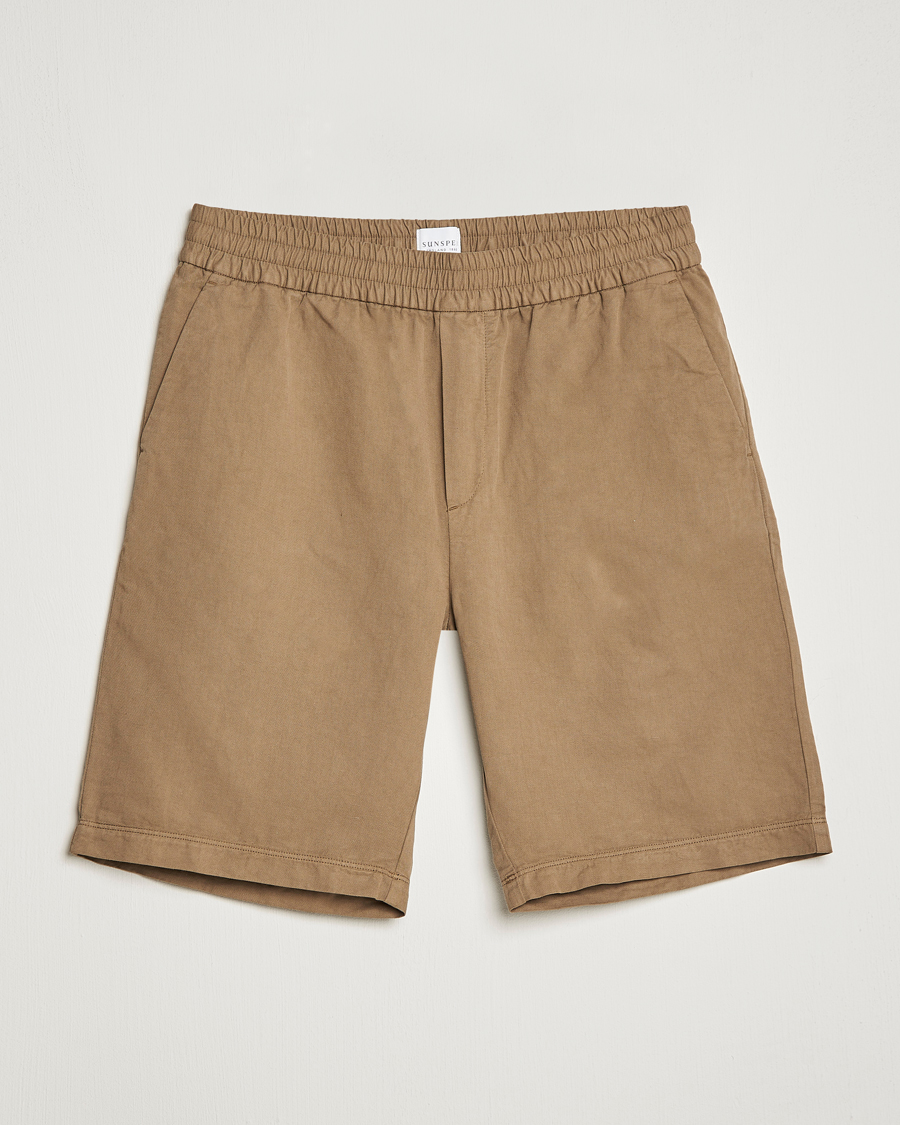 Herre | Shorts | Sunspel | Cotton/Linen Drawstring Shorts Dark Tan