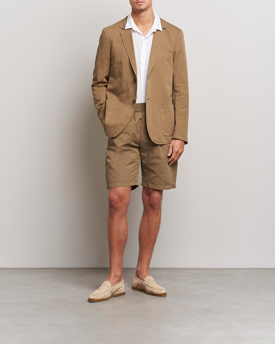 Herre | Shorts | Sunspel | Cotton/Linen Drawstring Shorts Dark Tan