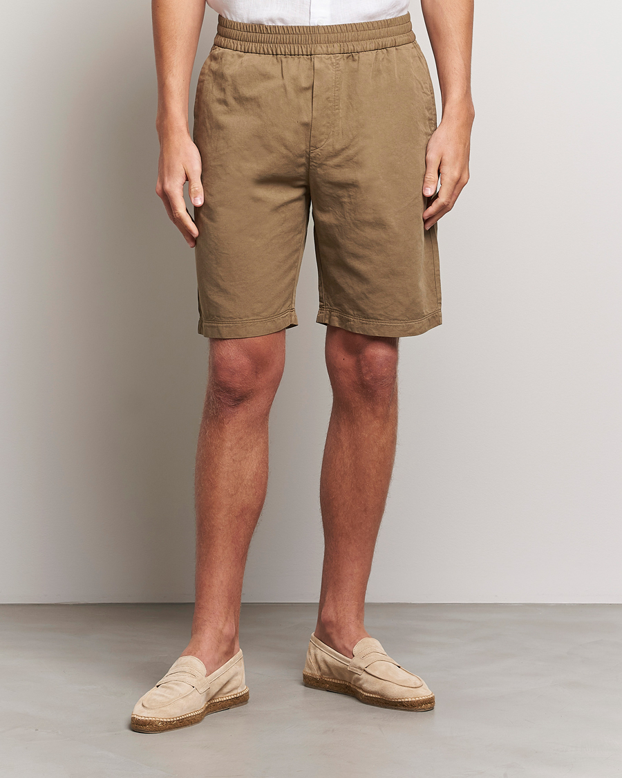 Herre | Shorts | Sunspel | Cotton/Linen Drawstring Shorts Dark Tan
