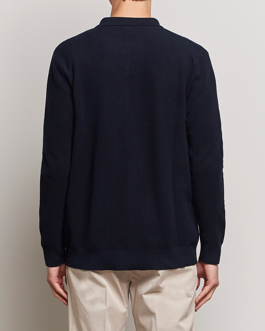 Herre | Trøjer | Sunspel | Long Staple Cotton Knitted Jacket Navy
