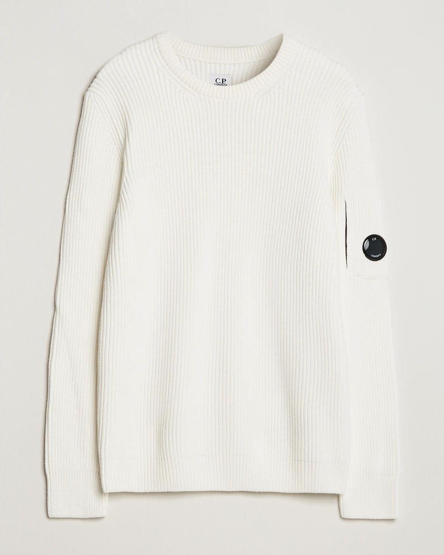 Herre | Trøjer | C.P. Company | Full Rib Knitted Cotton Crewneck White