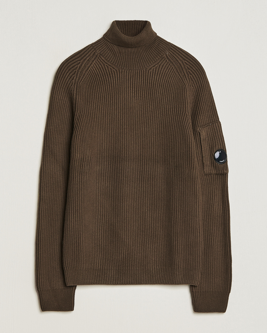 Herre | Trøjer | C.P. Company | Full Rib Knitted Cotton Rollneck Brown