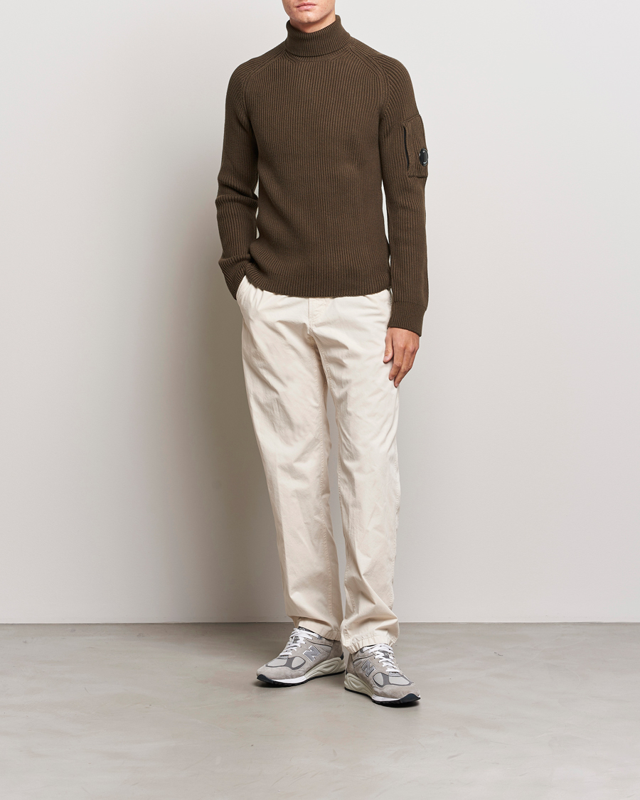 Herre | Trøjer | C.P. Company | Full Rib Knitted Cotton Rollneck Brown