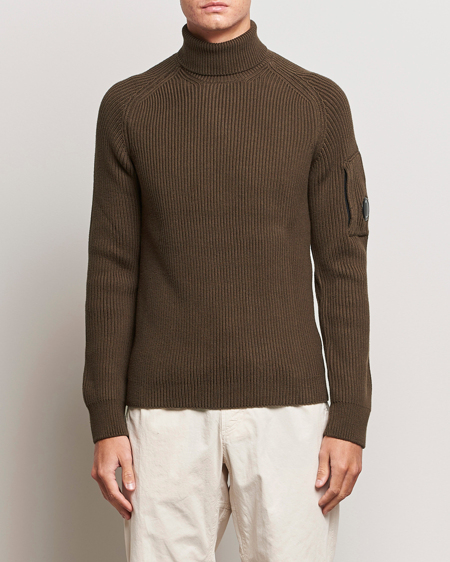 Herre | Trøjer | C.P. Company | Full Rib Knitted Cotton Rollneck Brown