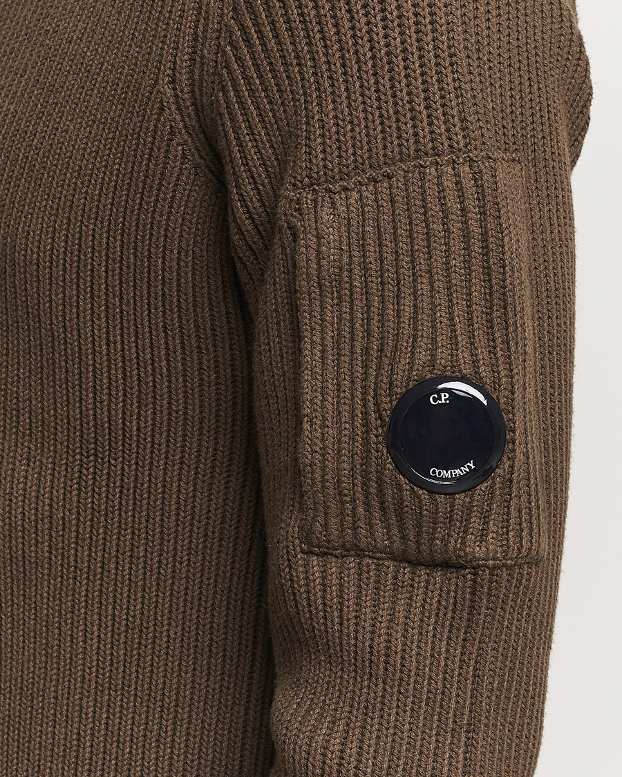 Herre | Trøjer | C.P. Company | Full Rib Knitted Cotton Rollneck Brown