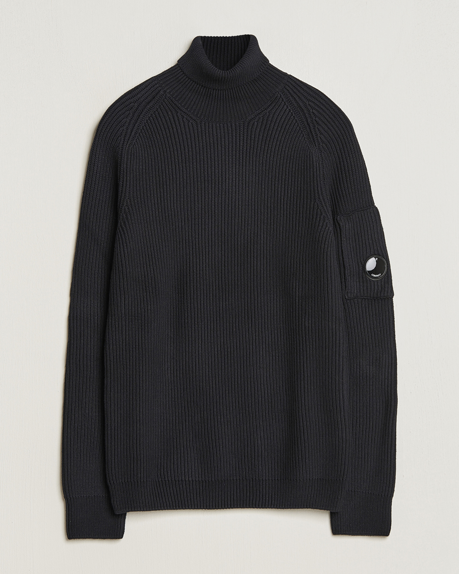 Herre | Trøjer | C.P. Company | Full Rib Knitted Cotton Rollneck Black