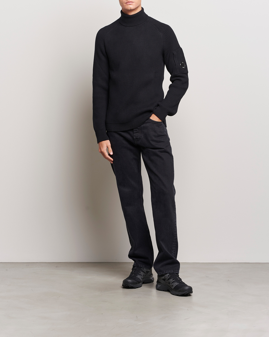 Herre | Trøjer | C.P. Company | Full Rib Knitted Cotton Rollneck Black