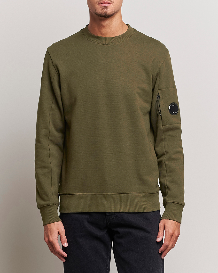 Herre | | C.P. Company | Diagonal Raised Fleece Lens Sweatshirt Military Green