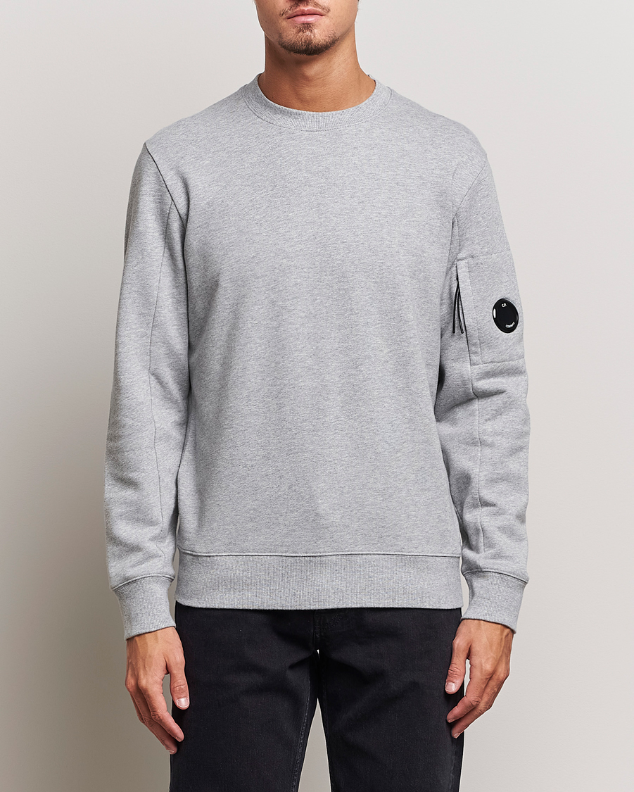 Herre | Grå sweatshirts | C.P. Company | Diagonal Raised Fleece Lens Sweatshirt Grey Melange