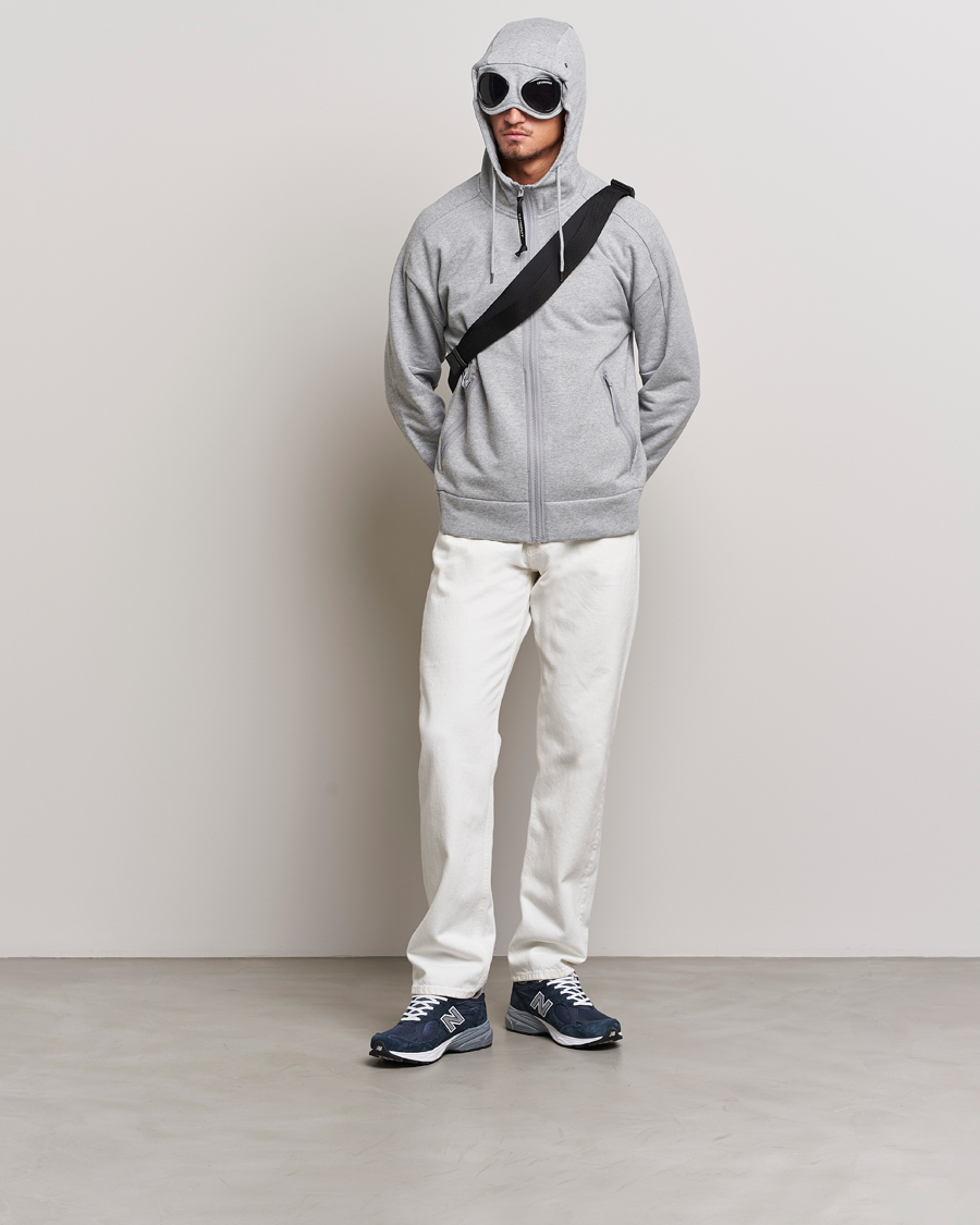 Herre | Trøjer | C.P. Company | Diagonal Raised Fleece Full Zip Goggle Hoodie Grey