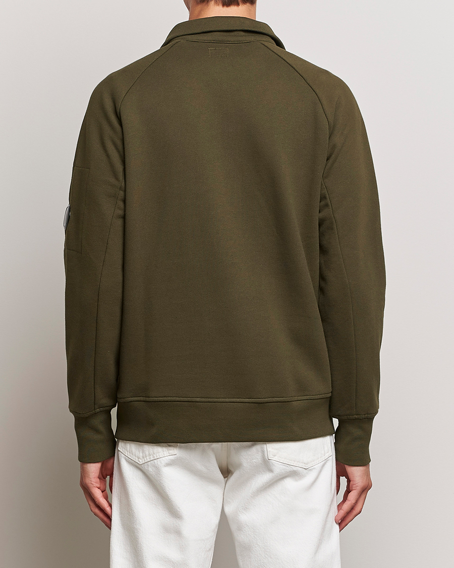 Herre | Trøjer | C.P. Company | Diagonal Raised Fleece Half Zip Lens Sweatshirt Green
