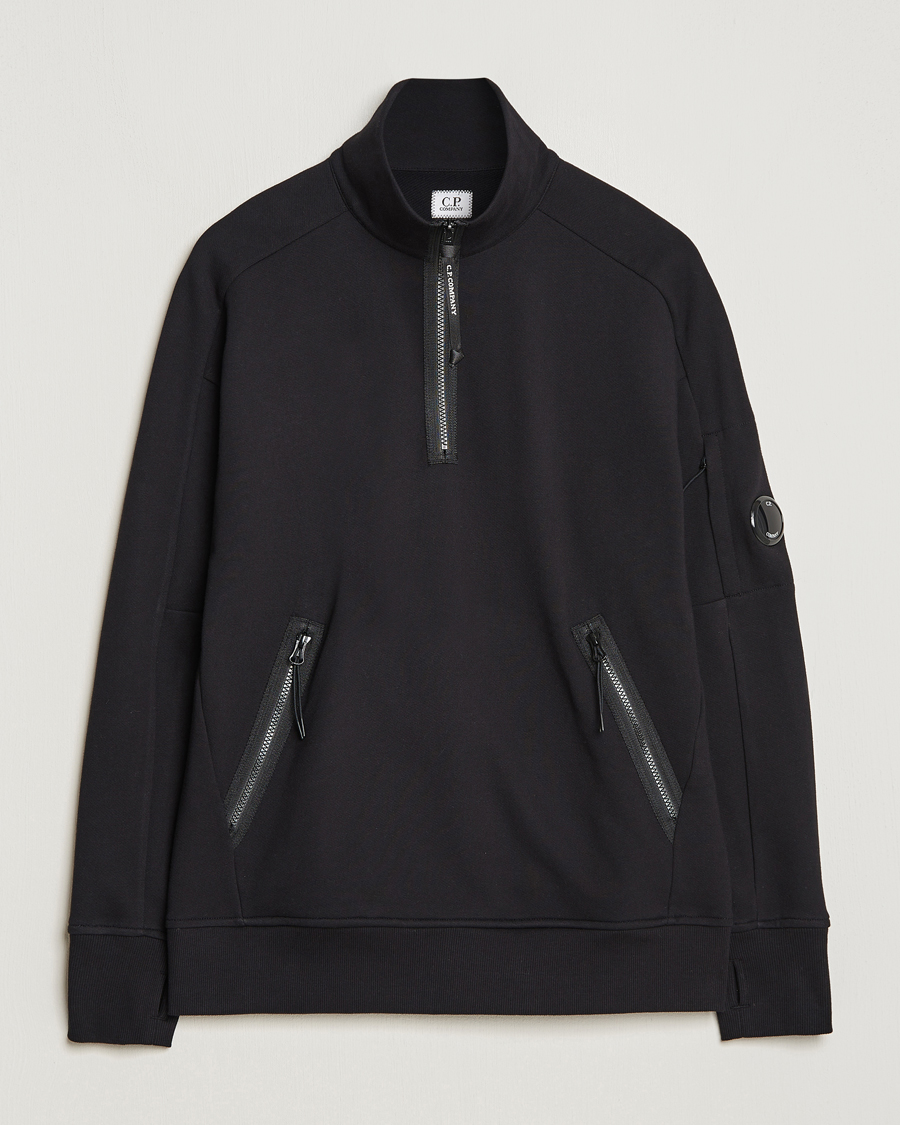 Herre | Trøjer | C.P. Company | Diagonal Raised Fleece Half Zip Goggle Hoodie Black