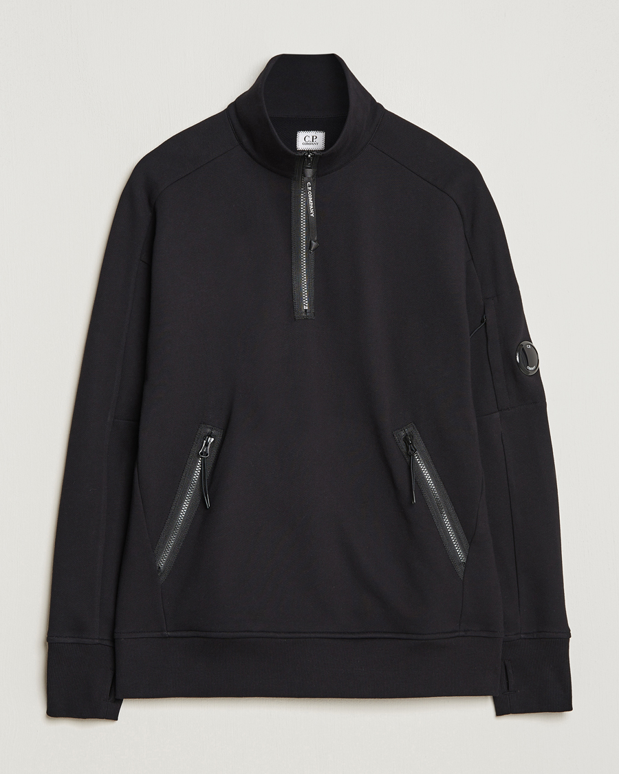 Herre |  | C.P. Company | Diagonal Raised Fleece Half Zip Goggle Hoodie Black