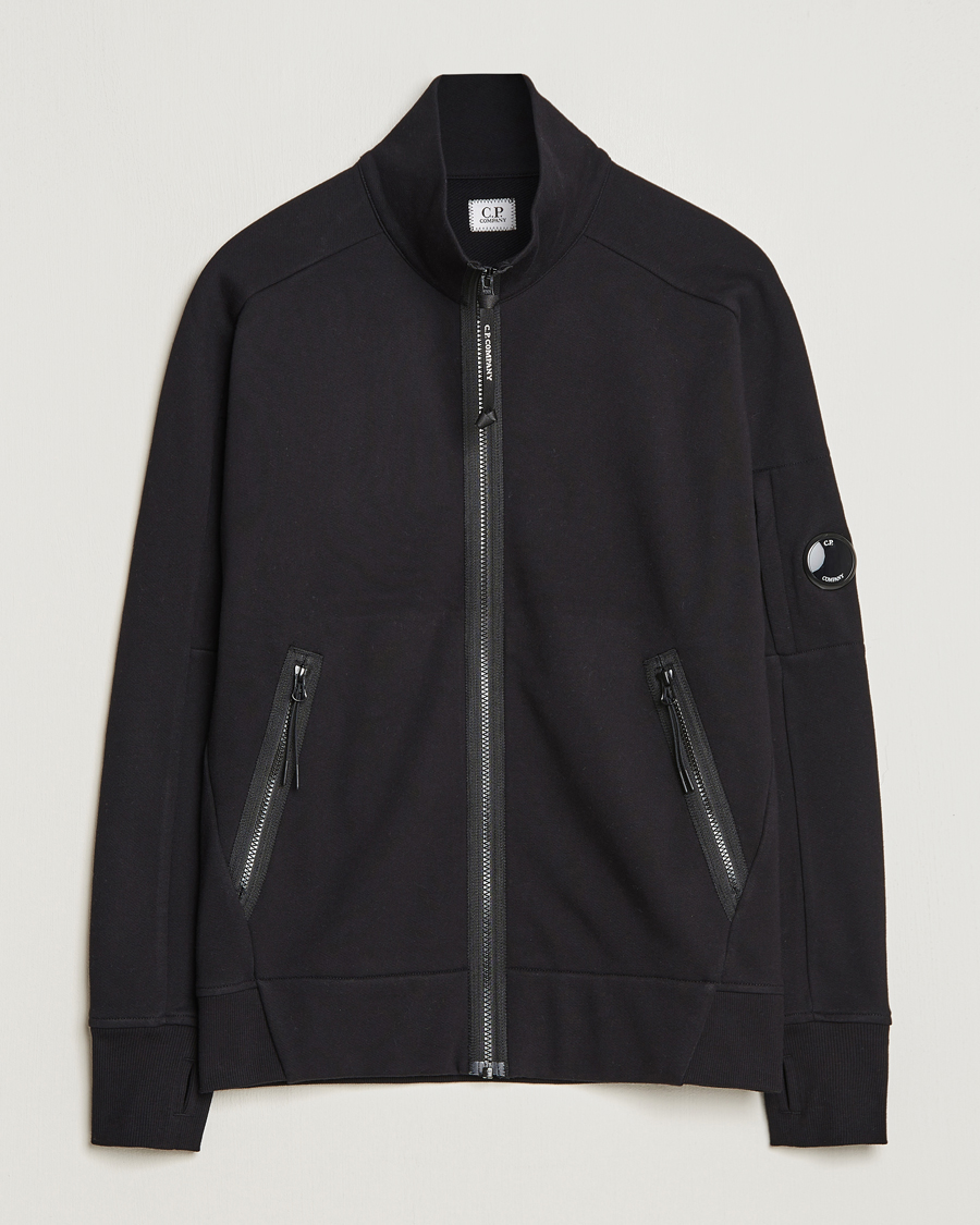 Herre | Trøjer | C.P. Company | Diagonal Raised Fleece Full Zip Lens Sweatshirt Black