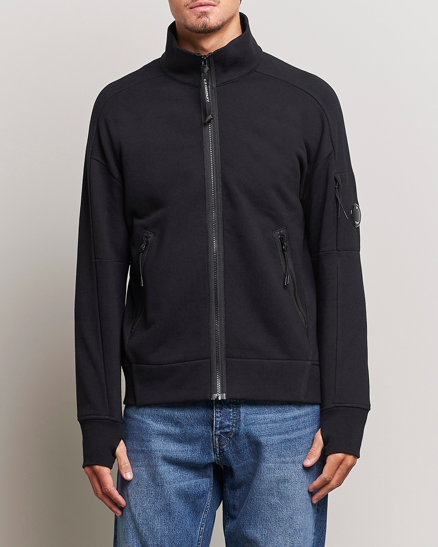 Herre | Full-zip | C.P. Company | Diagonal Raised Fleece Full Zip Lens Sweatshirt Black