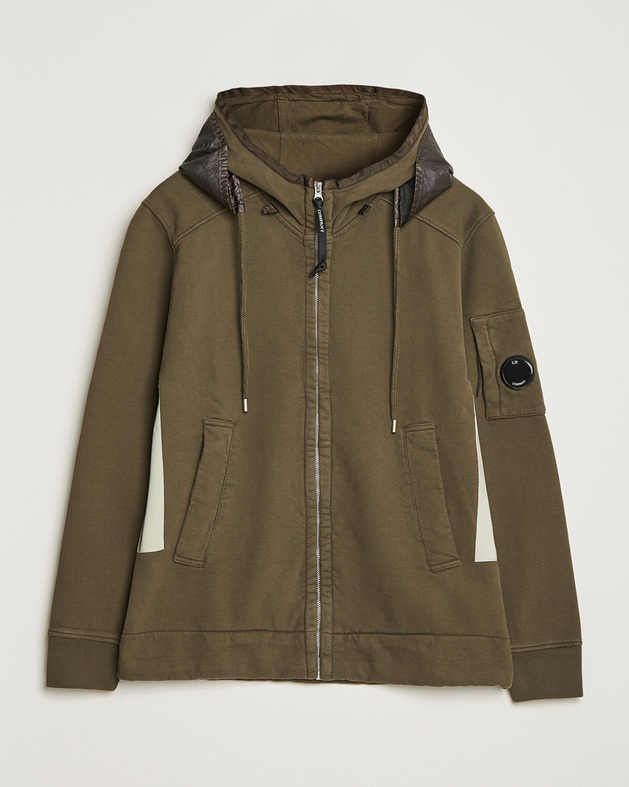 Herre | Trøjer | C.P. Company | Diagonal Raised Fleece Hooded Open Lens Sweatshirt Green