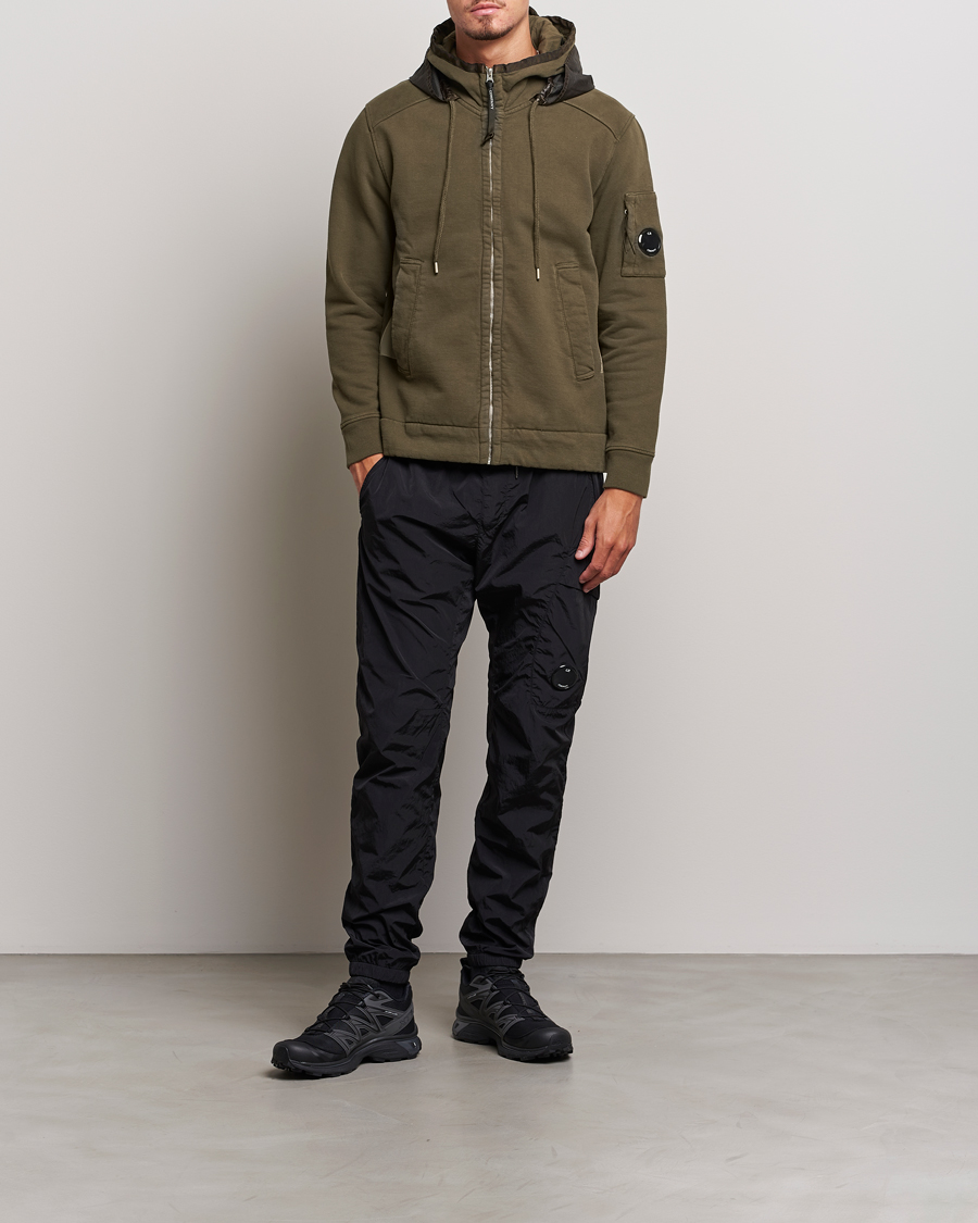 Herre | Trøjer | C.P. Company | Diagonal Raised Fleece Hooded Open Lens Sweatshirt Green