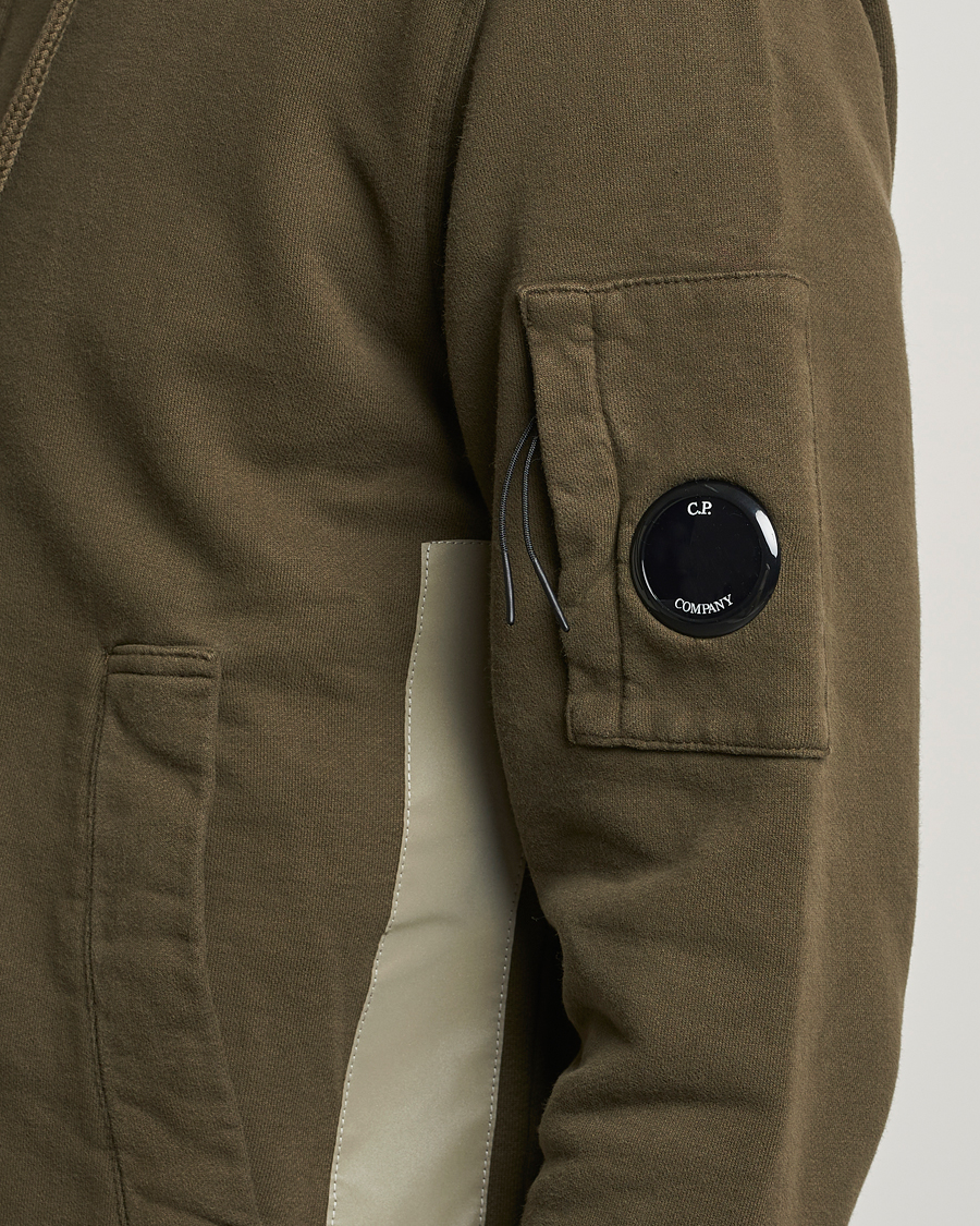 Herre | Trøjer | C.P. Company | Diagonal Raised Fleece Hooded Open Lens Sweatshirt Green