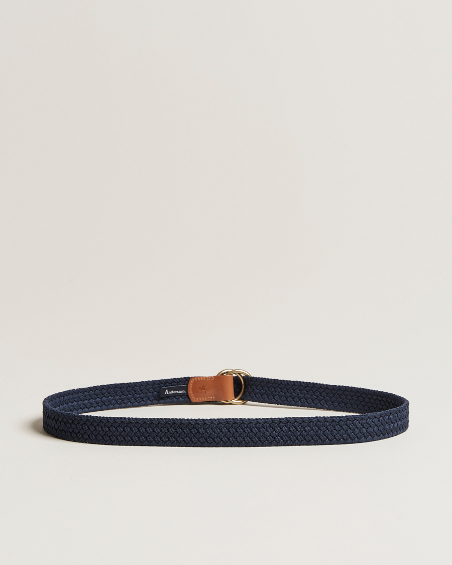 Herre | Anderson's Woven Cotton Belt Navy | Anderson's | Woven Cotton Belt Navy