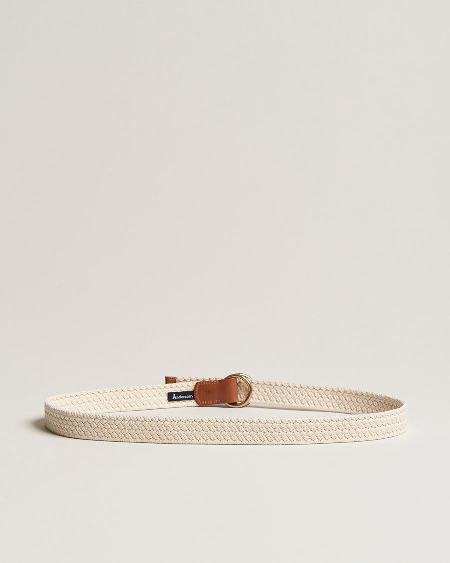 Herre | Anderson's Woven Cotton Belt Off White | Anderson's | Woven Cotton Belt Off White