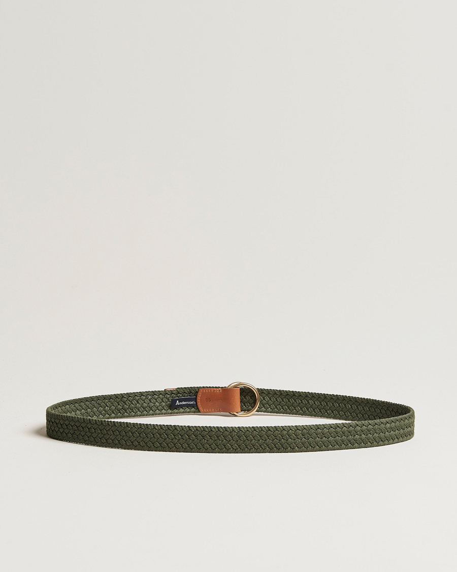 Herre | Anderson's Woven Cotton Belt Green | Anderson's | Woven Cotton Belt Green