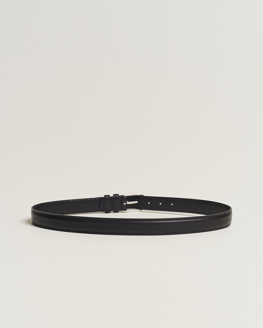 Herre | Jakkesæt | Anderson's | Grained Leather Belt 3 cm Black