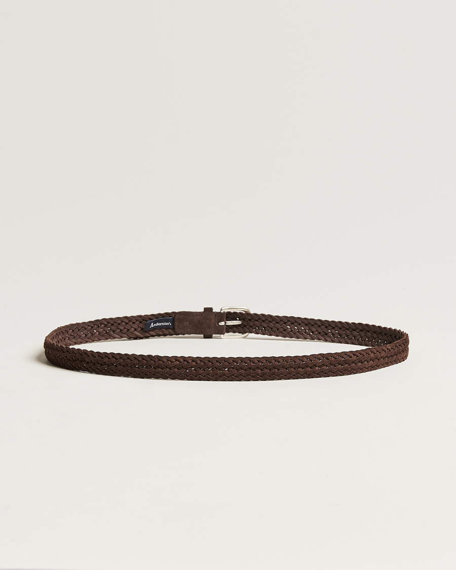 Herre |  | Anderson's | Woven Suede Belt 2,5 cm Brown