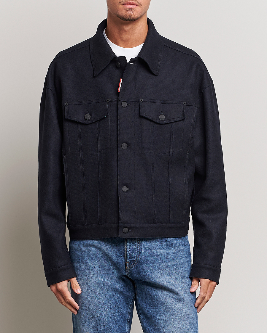 Herre | Jakker | Dsquared2 | Felt Wool Bomber Jacket Navy