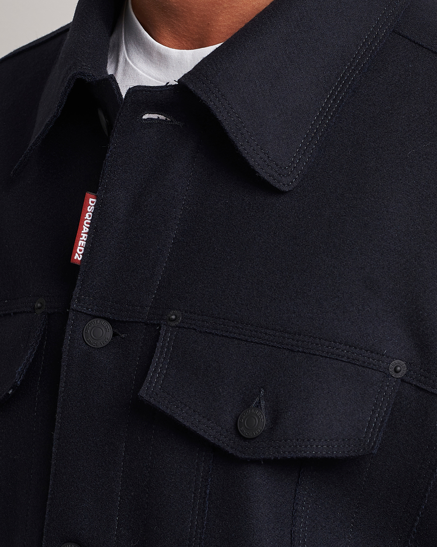Herre | Jakker | Dsquared2 | Felt Wool Bomber Jacket Navy