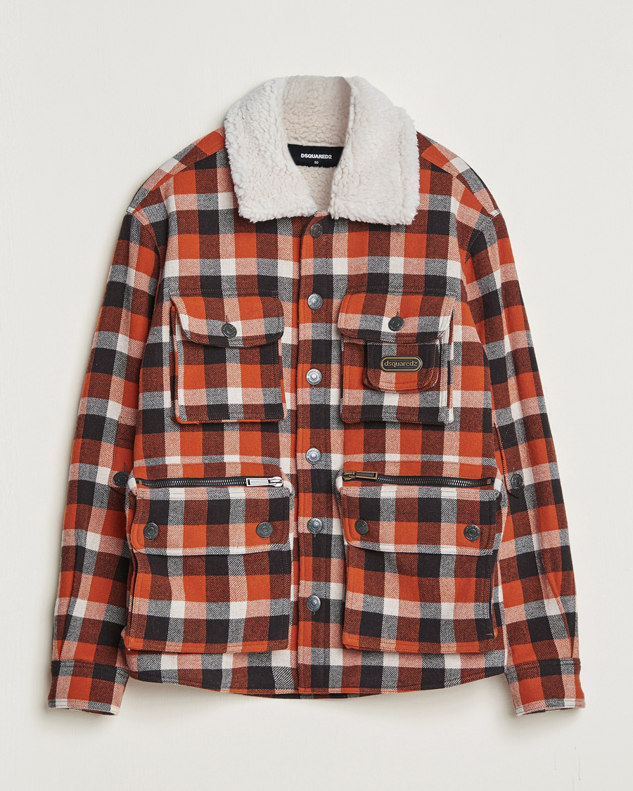 Herre | Jakker | Dsquared2 | Flannel Check Wool Jacket Rust/Blue