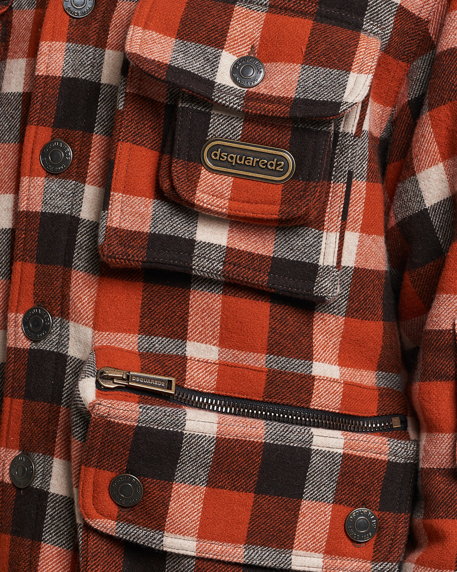 Herre | Jakker | Dsquared2 | Flannel Check Wool Jacket Rust/Blue
