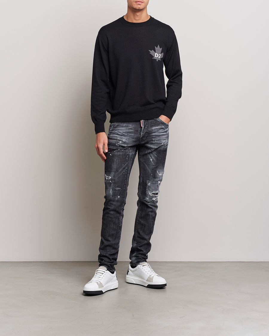 Herre | Trøjer | Dsquared2 | D2 Leaf Knitted Sweatshirt Black