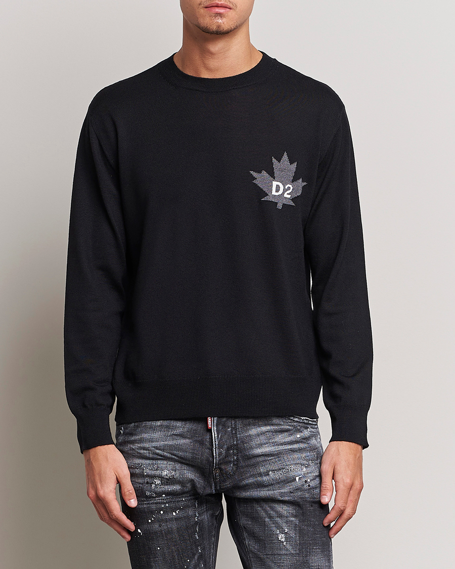 Herre | Dsquared2 | Dsquared2 | D2 Leaf Knitted Sweatshirt Black