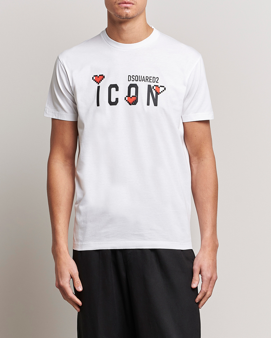 Herre | T-Shirts | Dsquared2 | Cool Fit Heart Icon Tee White