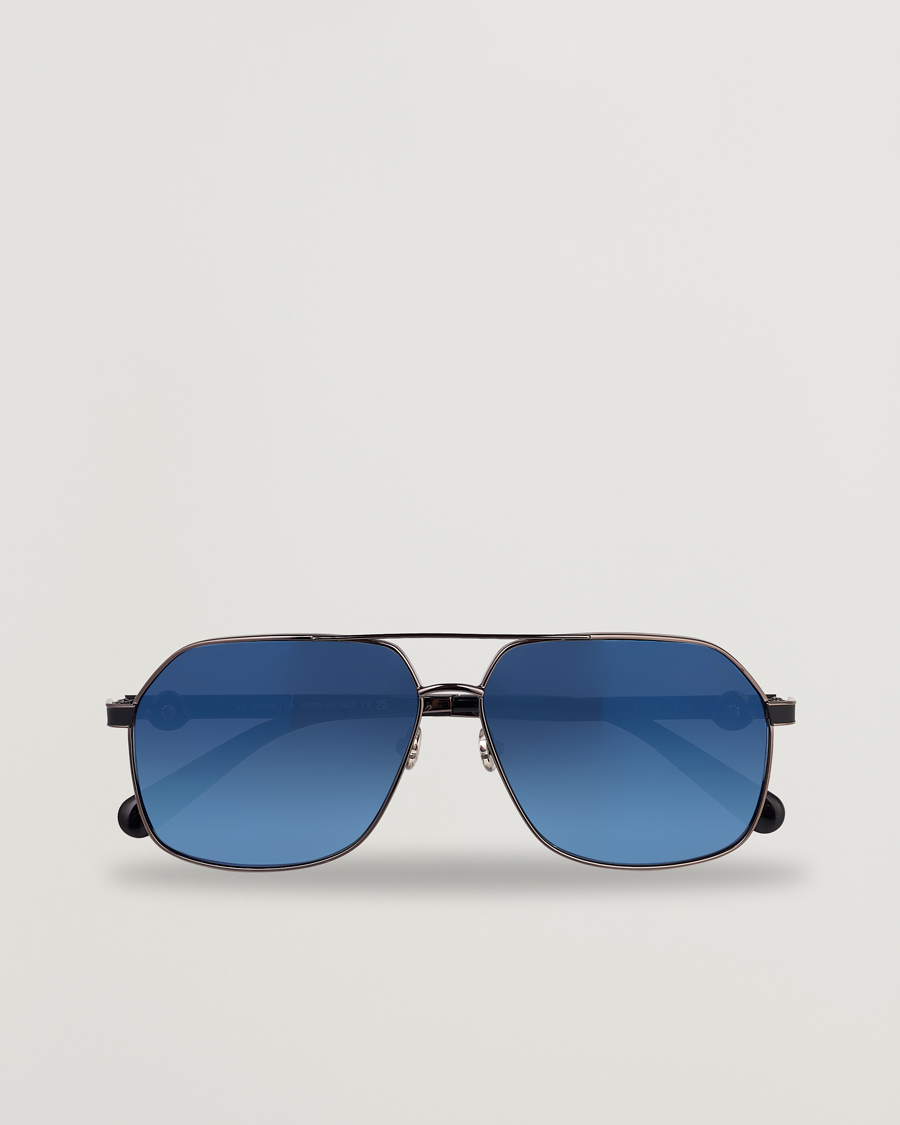 Herre | Moncler Lunettes Icepol Sunglasses Shiny Gunmetal/Blue Mirror | Moncler Lunettes | Icepol Sunglasses Shiny Gunmetal/Blue Mirror