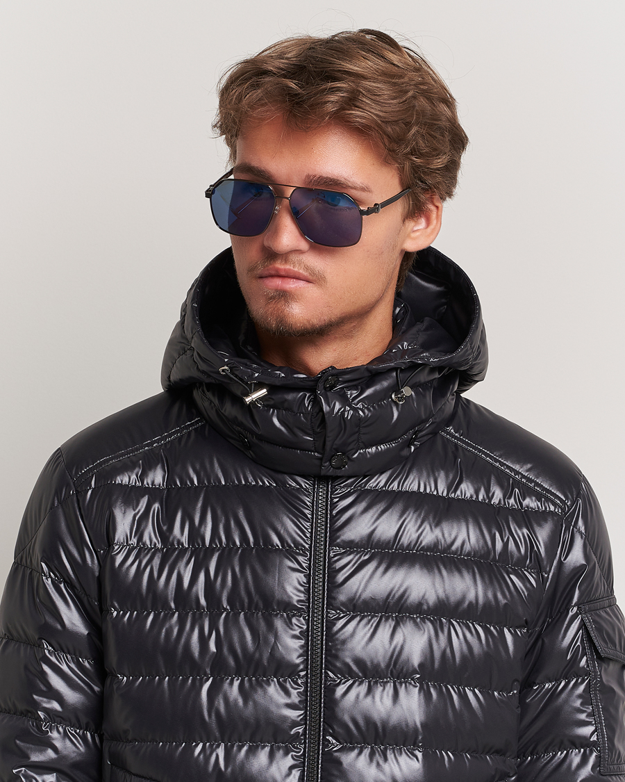 Herre | Moncler Lunettes Icepol Sunglasses Shiny Gunmetal/Blue Mirror | Moncler Lunettes | Icepol Sunglasses Shiny Gunmetal/Blue Mirror