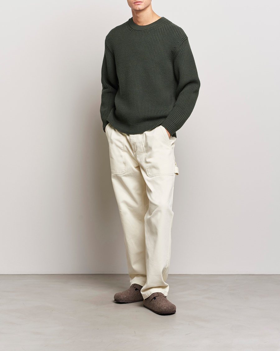 Herre | Trøjer | Jeanerica | Paul Heavy Knitted Crew Neck Dark Green