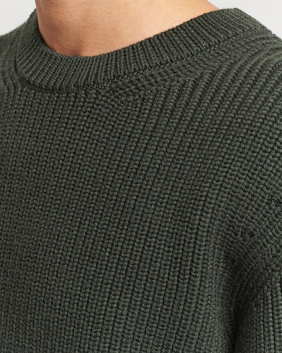 Herre | Trøjer | Jeanerica | Paul Heavy Knitted Crew Neck Dark Green