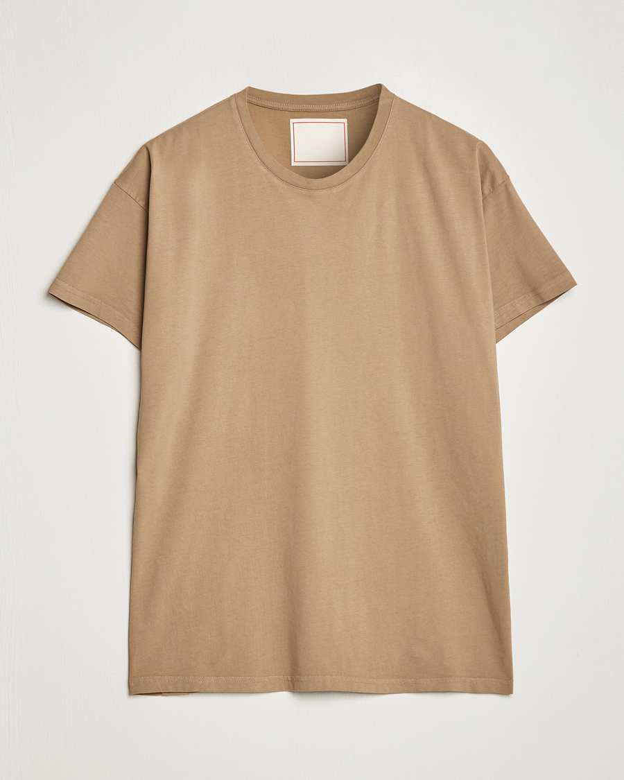 Herre | T-Shirts | Jeanerica | Marcel Crew Neck T-Shirt Dark Sand