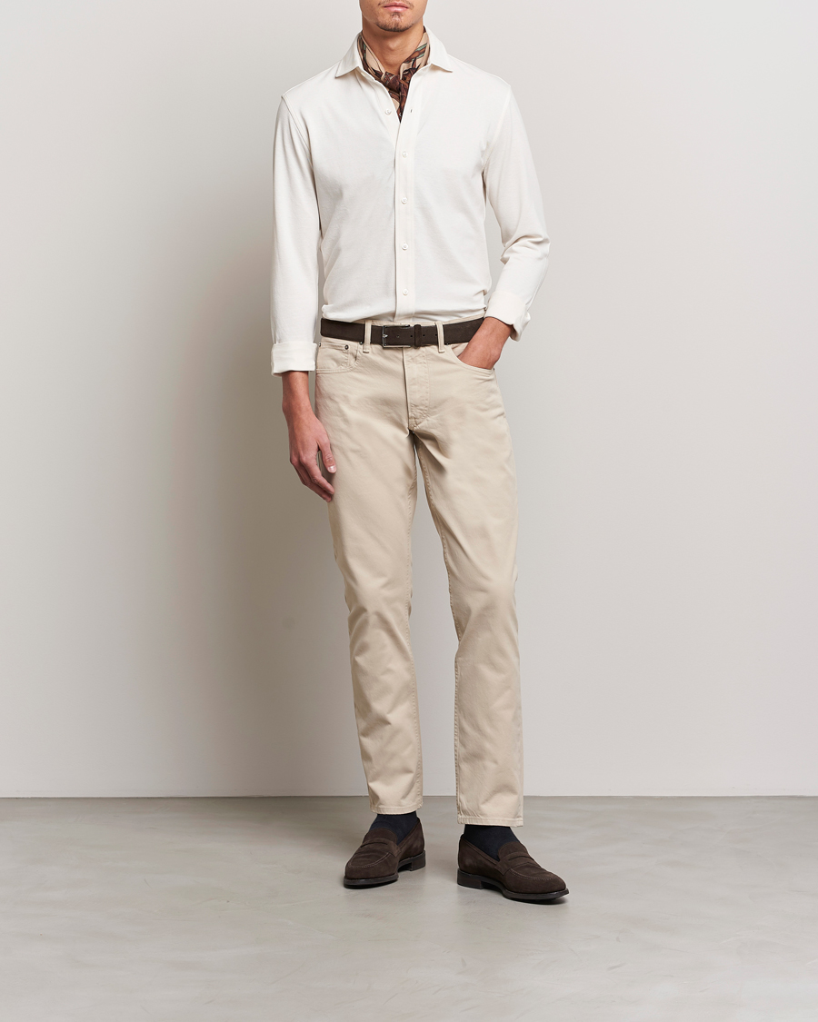 Herre | Skjorter | Ralph Lauren Purple Label | Washed Cotton Pique Shirt Cream
