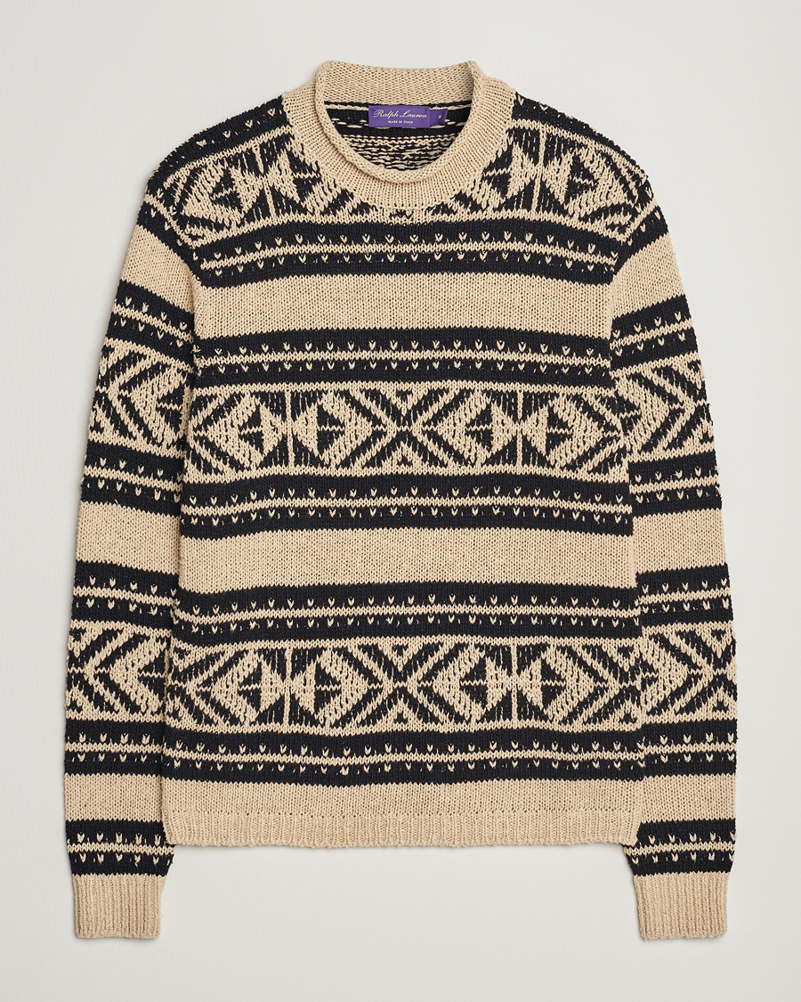 Herre | Trøjer | Ralph Lauren Purple Label | Geo Pattern Sweater Cream
