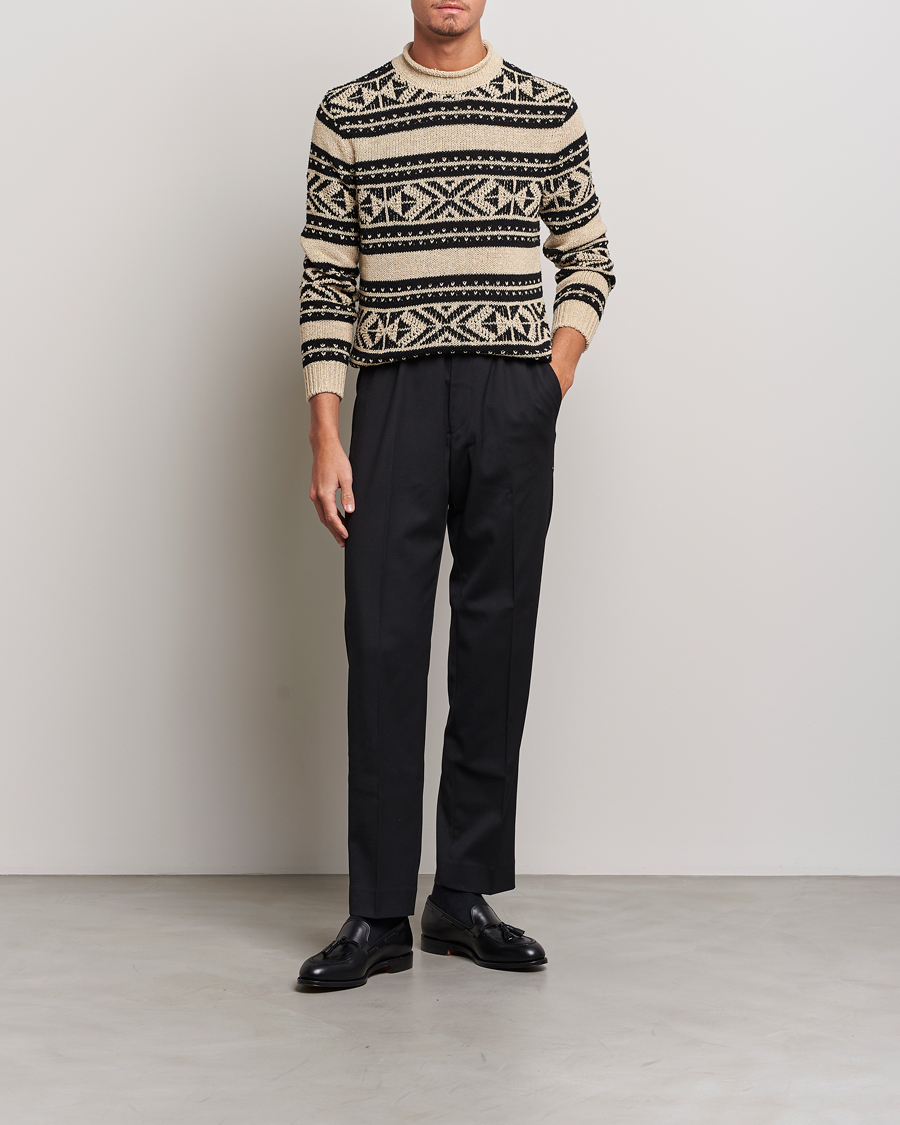 Herre | Trøjer | Ralph Lauren Purple Label | Geo Pattern Sweater Cream